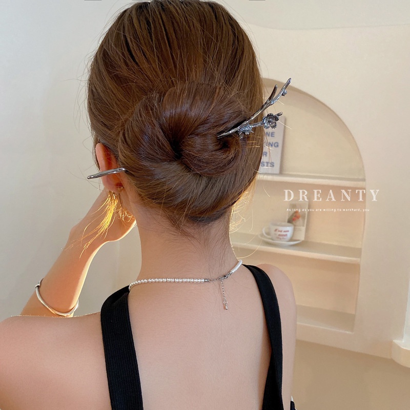 Kẹp Tóc Kim Loại Hình Cành Hoa Mận Phong Cách Mới