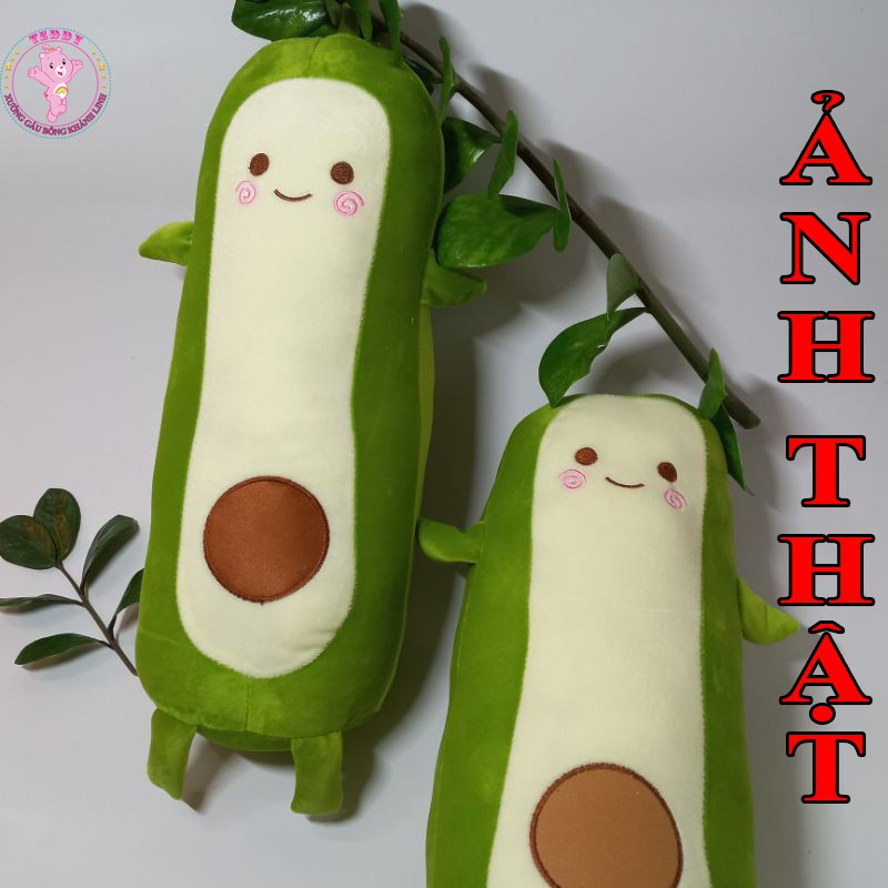 Gấu Bông Hình Trái Bơ Dài Size 50Cm Siêu Ngộ Nghĩnh Đươc Làm Bằng Vải Nhung Co Dãn 4 Chiều Nhồi Bông Gòn Trắng