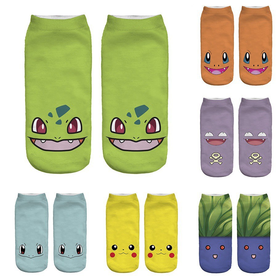 1 đôi tất cotton in hình Pokemon cho nữ