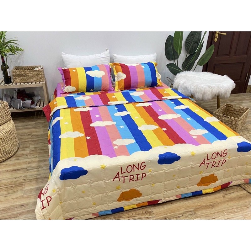 Chăn hè  cotton poly trần bông hai mặt cùng bộ ga ( nhắn tin nếu cần mua ga / gối cùng màu chăn)