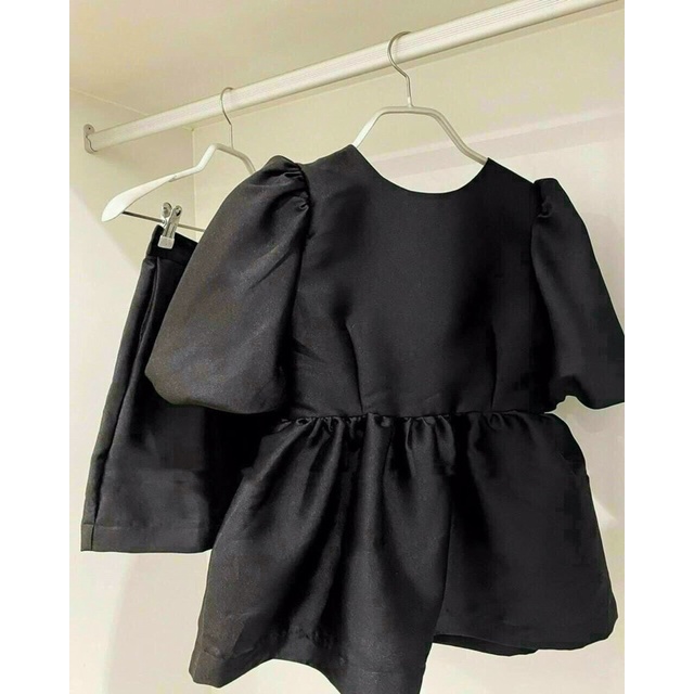 (Shop bigsize nữ 50kg-90kg) Set áo peplum nơ lưng + quần đùi - SE01 - Shop Táo Đỏ Bigsize