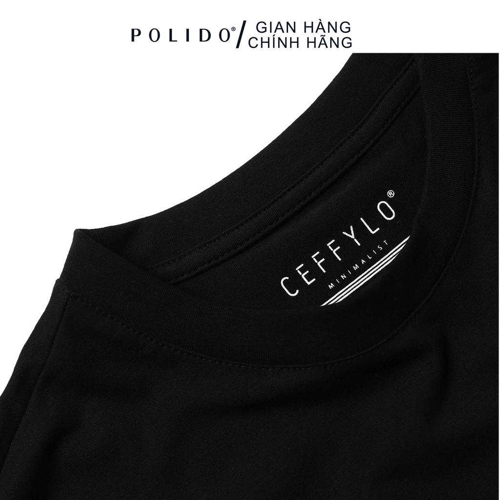 Áo Phông Cộc Tay Nam CEFFYLO Màu Đen Chất Cotton Phong Cách Basic