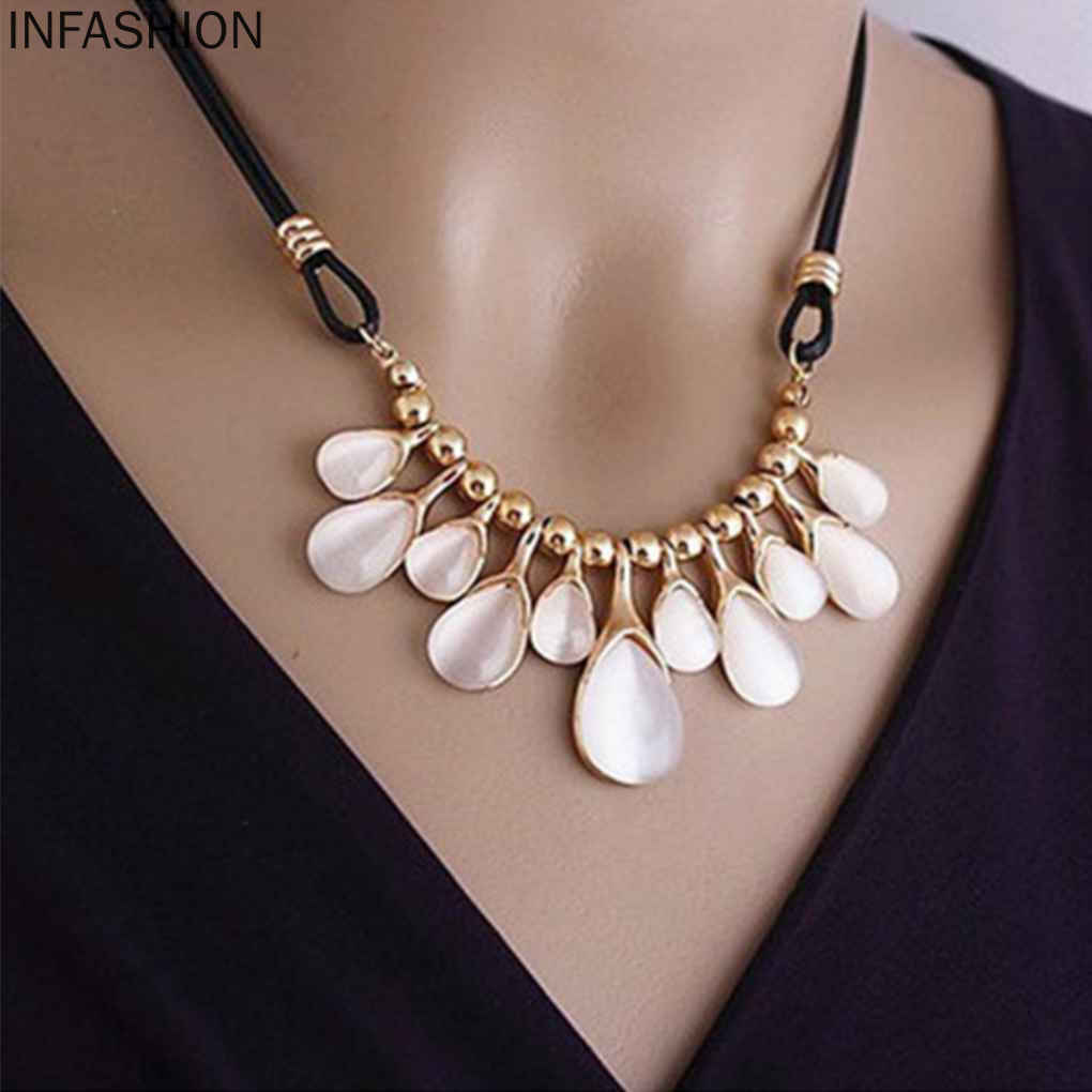 vòng cổ Mặt Đá Opal Hình Giọt Nước Thời Trang Cho Nữ