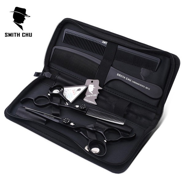 Bộ 2 Kéo Cắt Và Tỉa Tóc Cao Cấp  Smith Chu K03 Kèm Lược và Bao Da Bảo Vệ