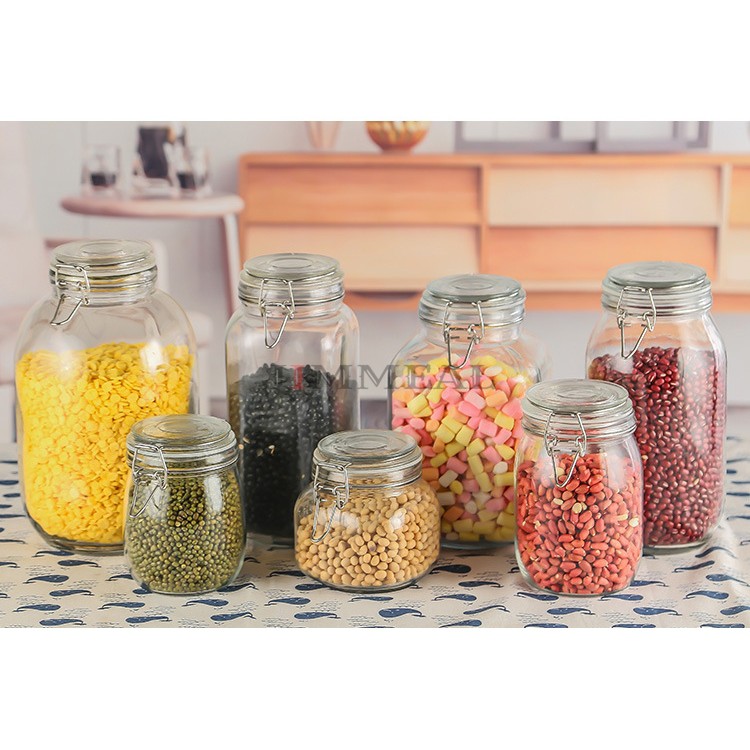 [Sỉ] Hũ Thủy Tinh, Lọ Thủy Tinh Nắp Cài Kín Hơi Đế Vuông Jimmeal Có Gioăng Cao Su 150 300 500 750 1000 1500 2000 3000ml | BigBuy360 - bigbuy360.vn