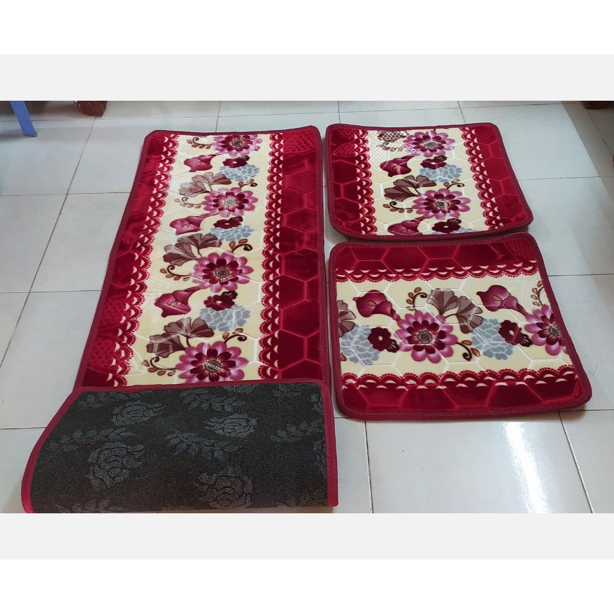 Bộ thảm ghế salong 3 miếng lông nhung tuyết dày 1cm, đế cao su( 1 miếng dùng cho ghế dài; 2 miếng dùng cho ghế vuông)