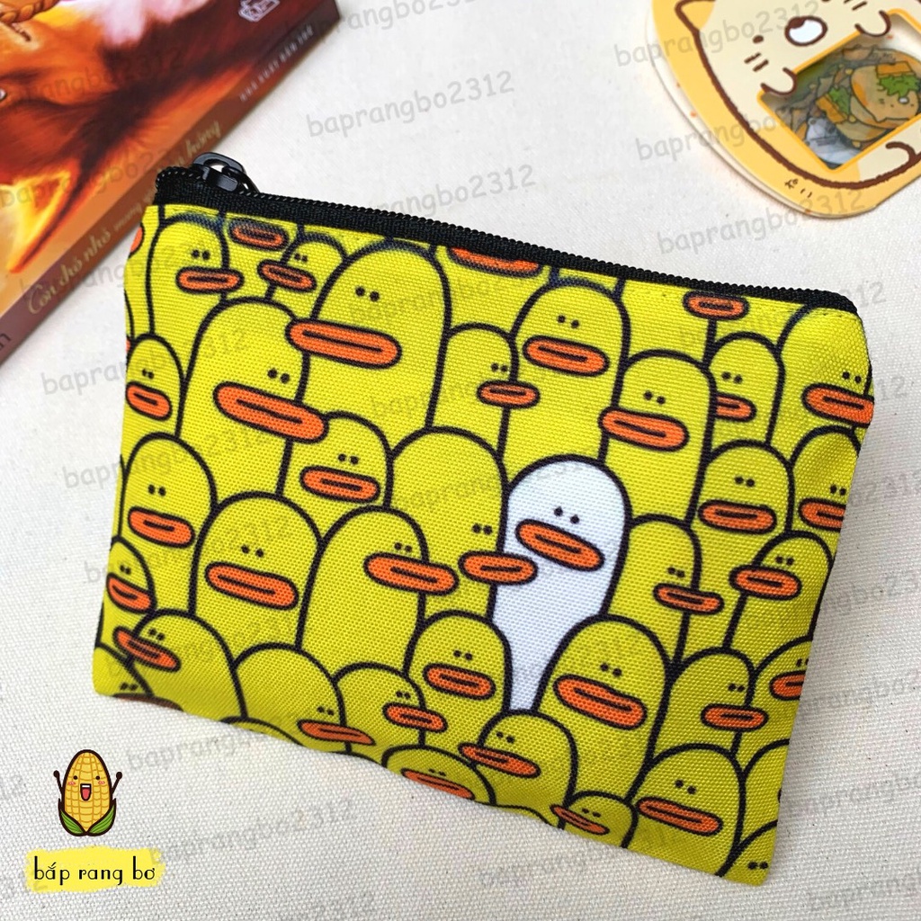Ví vải canvas mini nhỏ hình vịt cute dễ thương để chìa khóa thẻ