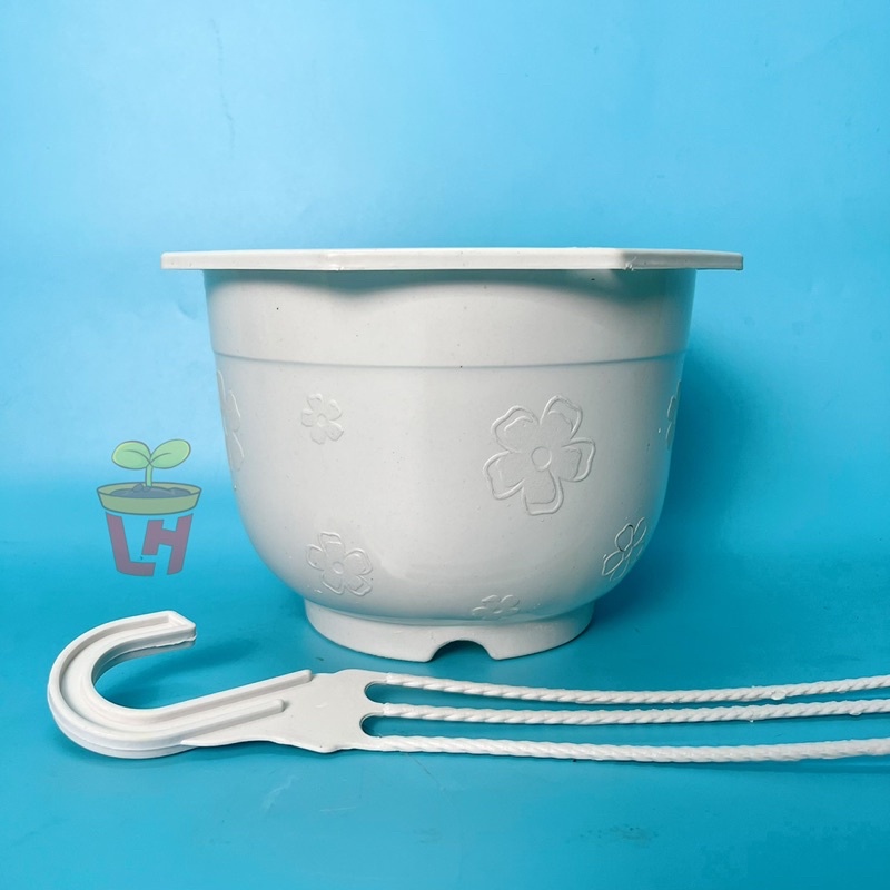 Chậu nhựa treo trồng cây + dây treo (dây dày), Chậu treo bông hoa