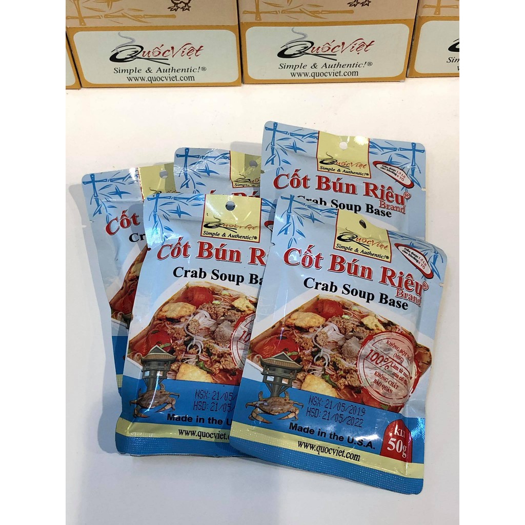 [FREESHIP + HOÀN XU]GIA VỊ NẤU Bún riêu Quốc Việt Foods 50g-Gia vị hoàn chỉnh nhập khẩu - Nấu được 6 tô