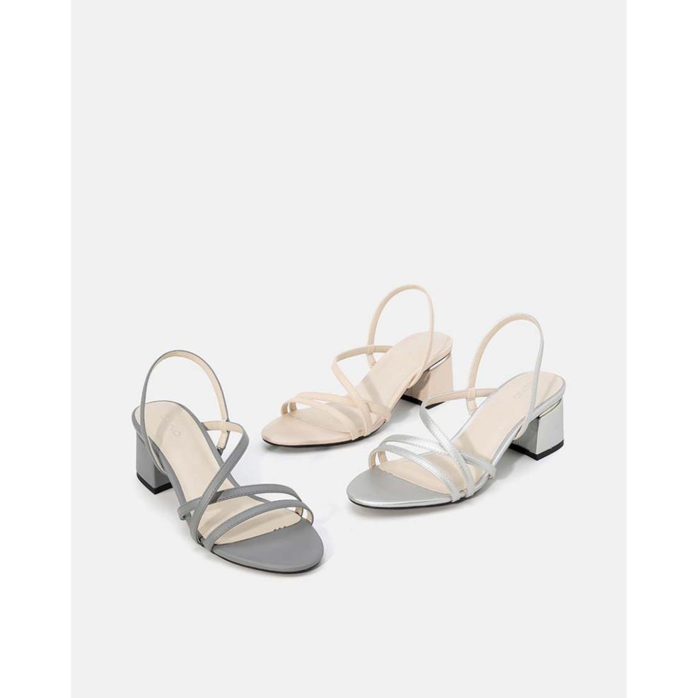 . JUNO - Giày Sandal Gót Vuông Viền Kim Loại, Quai Mảnh - SD05063 ;