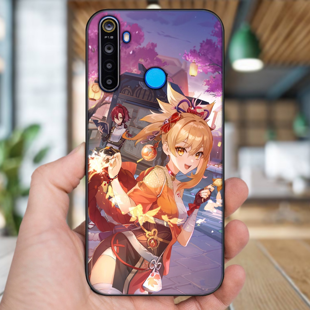 Ốp lưng Realme 5, 5 Pro viền đen in hình Yoimiya Genshin Impact