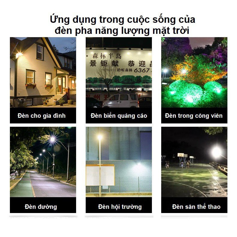 Đèn Pha ngoài trời LED Năng Lượng Mặt Trời chống nước Nhôm Liền Khối 50W,100W