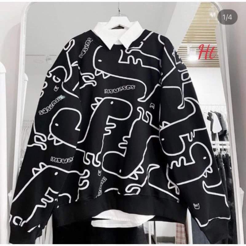 [Mã FAMARAL1 giảm 10K đơn 50K] Áo Sweater khủng long toàn thân