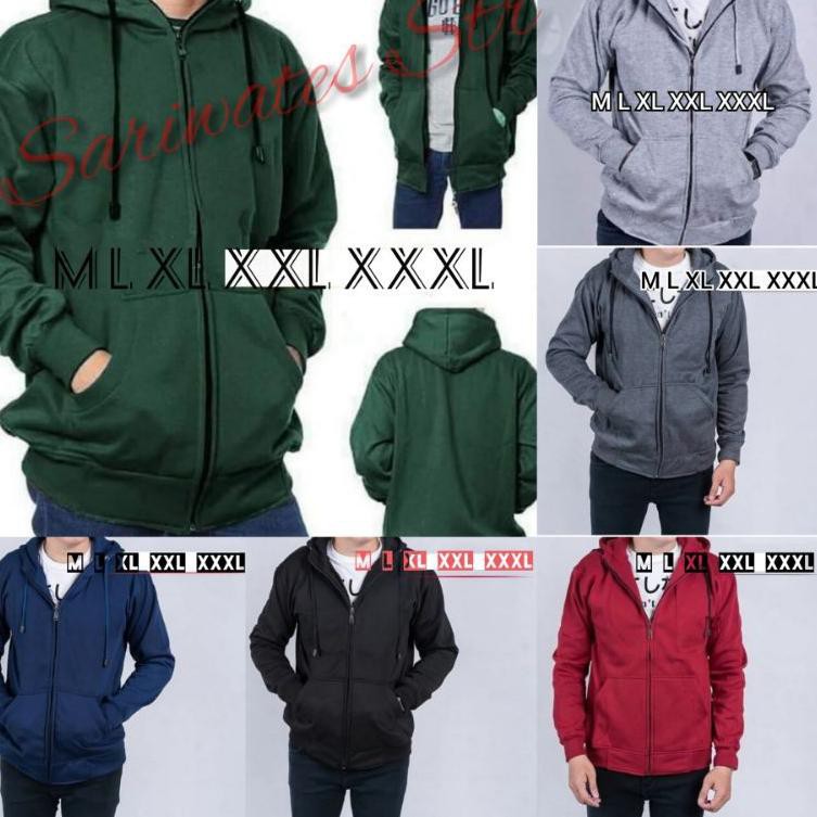 Áo Khoác Hoodie Màu Đen Có Khóa Kéo Size Lớn M L Xl Xxl Xxxl