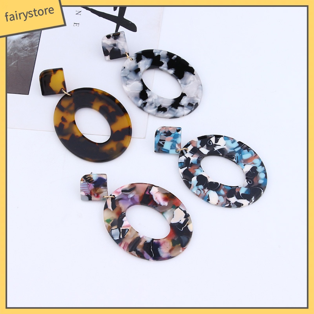 Bông Tai Hình Oval Phong Cách Retro Cho Nữ