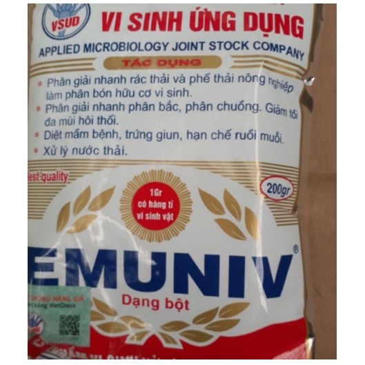 CHẾ PHẨM VI SINH XỬ LÝ PHẾ THẢI HỮU CƠ EMUNIV gói 200gr