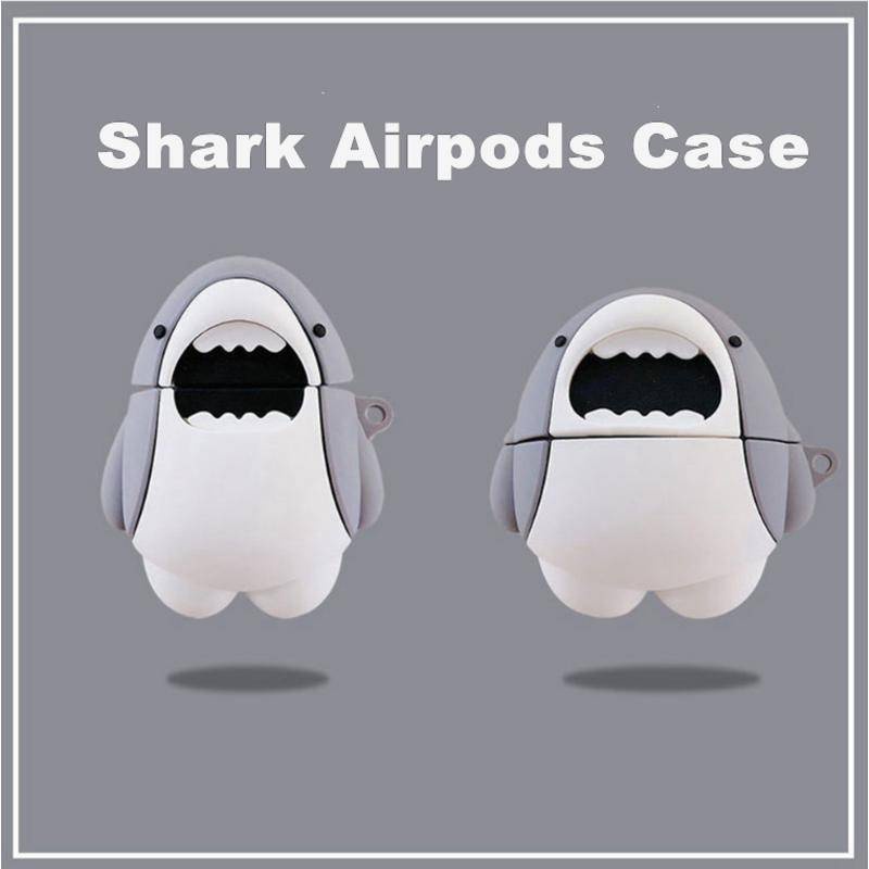 Vỏ Bảo Vệ Hộp Sạc Tai Nghe AirPods 2 3 Pro Bằng Silicon Họa Tiết Hoạt Hình Cá Mập Dễ Thương