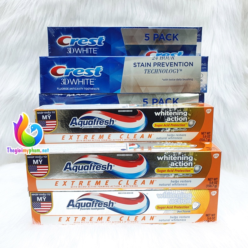 Kem Đánh Răng Aquafresh Hoặc Crest 3D White Làm Răng Trắng Sáng Từ Mỹ 158g