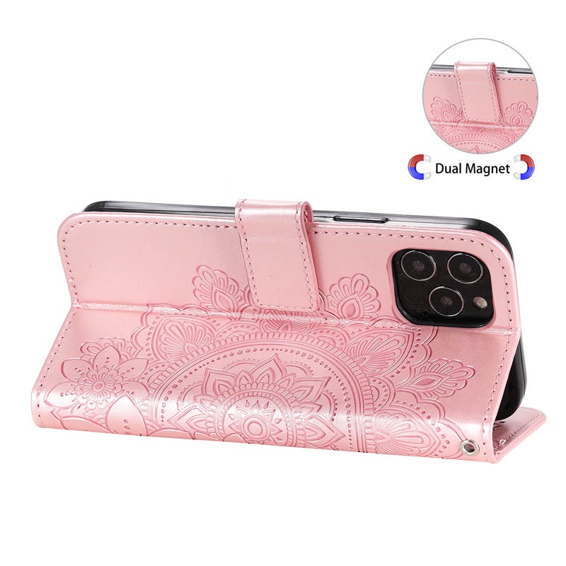 Ốp Điện Thoại Da Nắp Gập Từ Tính Dập Nổi Họa Tiết Có Ngăn Đựng Thẻ Cho iPhone 8 7 6 6s X XS XR SE 3 2 Plus Max