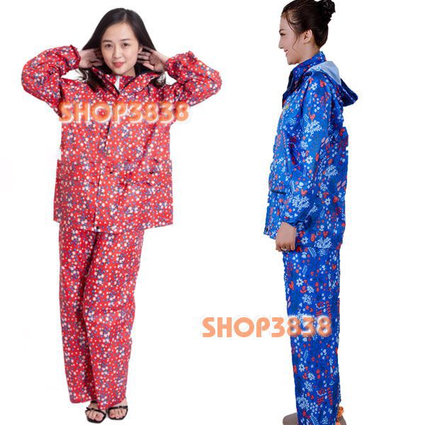 Bộ Quần Áo Mưa Vải Dù Hoa Từ 45-70kg 2 Lớp Khóa Không Thấm Nước Chống Rách