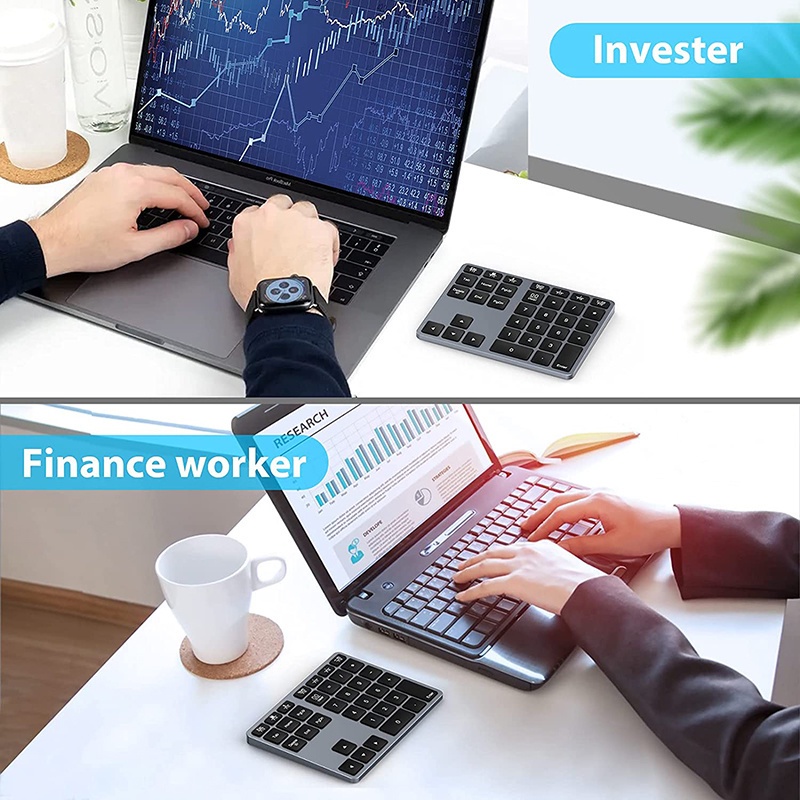 Bộ Bàn Phím Số 35 Số Kết Nối Bluetooth Bằng Nhôm Sạc Lại Được Dành Cho Laptop / Máy Tính Bảng