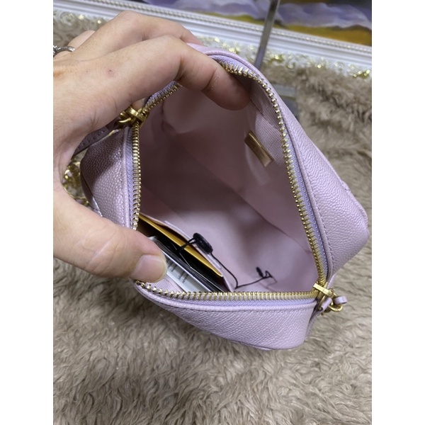 Túi xách hộp hồng nhũ size 18