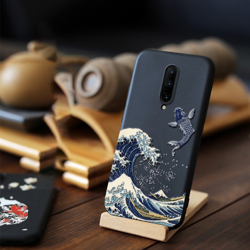 Ốp điện thoại Silicone mềm dạng nhám chống trầy chống sốc họa tiết Ukiyoe 3D dành cho Oneplus 9pro Nord 8Pro 7Pro 7TPro