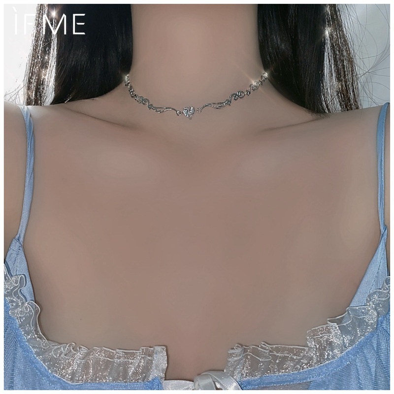 IF ME Vòng cổ Mặt Hình Cánh Thiên Thần Đính Đá Pha Lê Thanh Lịch Cho Nữ