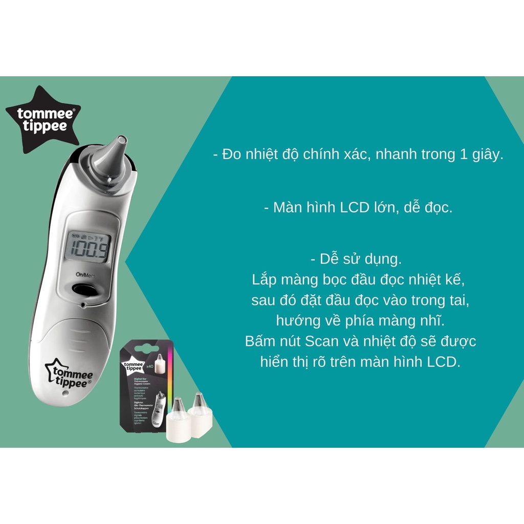 Nhiệt kế số đo tai Tommee Tippee