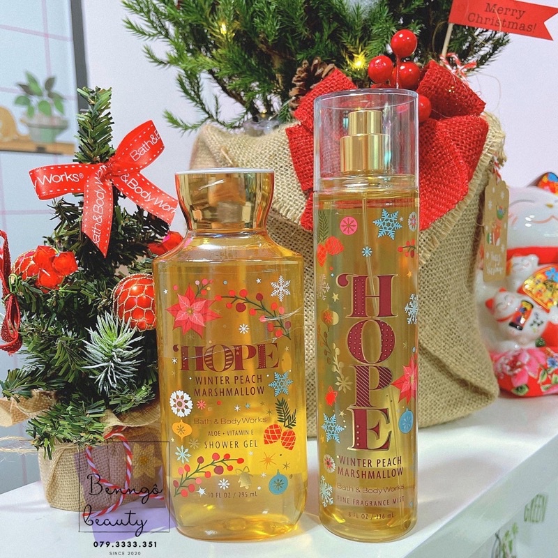 HOPE - WINTER PEACH MARSHMALLOW - BỘ XỊT THƠM DƯỠNG THỂ BBW 🍑