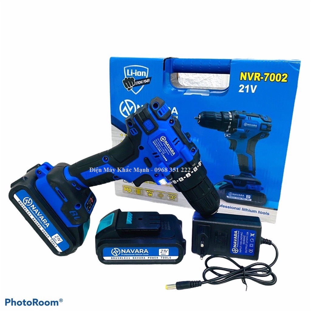 MÁY KHOAN PIN 21V NAVARA NVR-7002 ĐỘNG CƠ KHÔNG CHỔI THAN