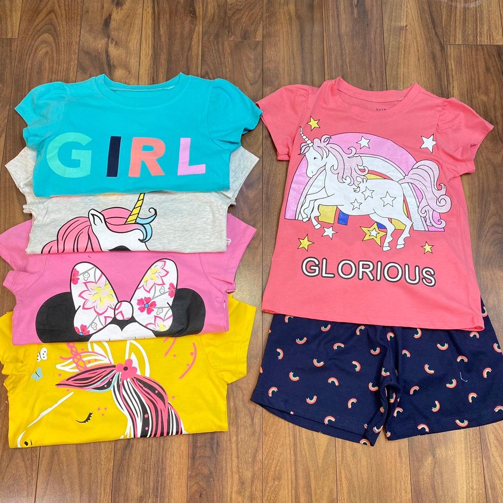 Bộ Bé gái cộc tay quần ngắn PALACE cotton size đại 4-14Y