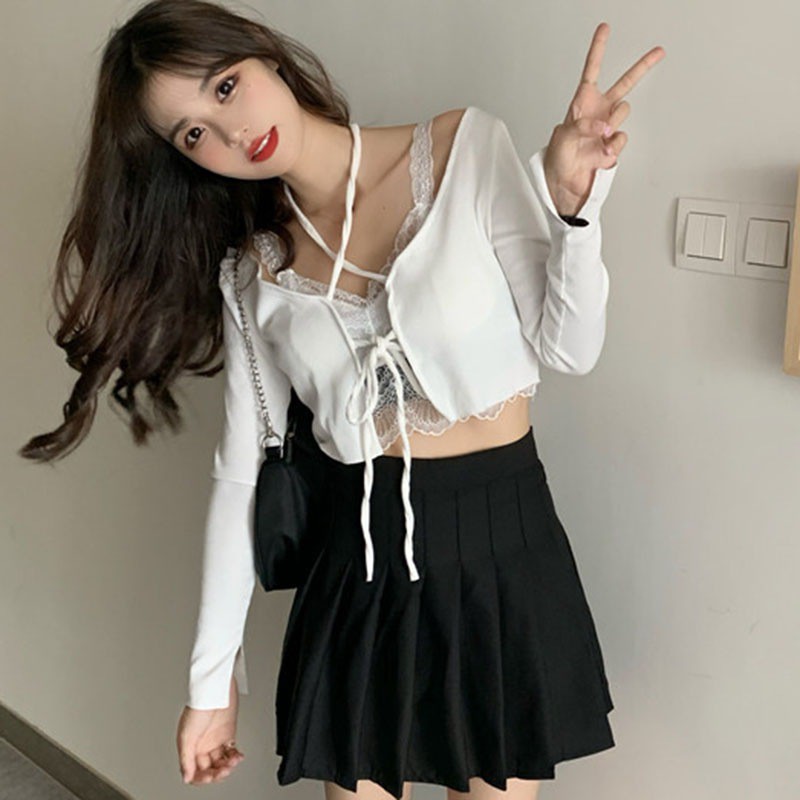 Áo Cardigan Tay Dài Màu Trơn Phối Nơ Thiết Kế Ôm Sát Tôn Dáng | BigBuy360 - bigbuy360.vn