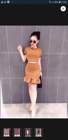 Sét Áo + Váy Thun Gân Lên Form Cực Đẹp