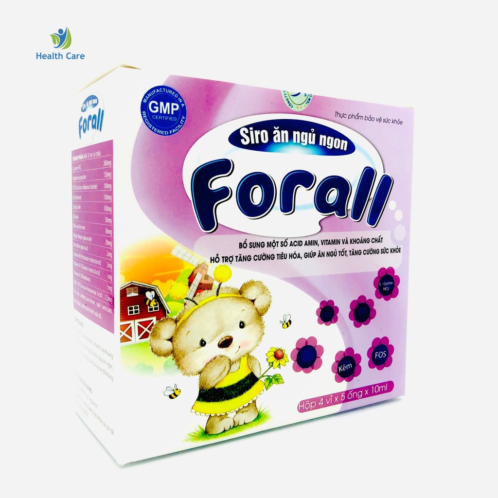 Siro Ăn Ngủ Ngon FORALL- Giúp trẻ ngủ ngon, thèm ăn (Hộp 4 vỉ x 5 ống 10ml)