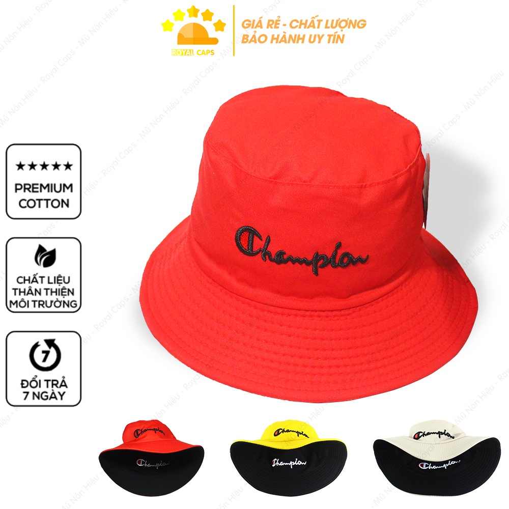 Mũ Bucket Nón Bucket Tai Bèo Nam Nữ 2 Mặt Champion Vải Kaki Unisex - Royal Caps