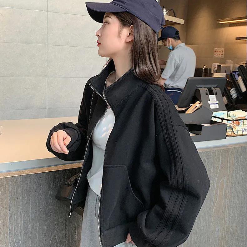 Áo khoác bóng chày dáng rộng thời trang thu đông 2021