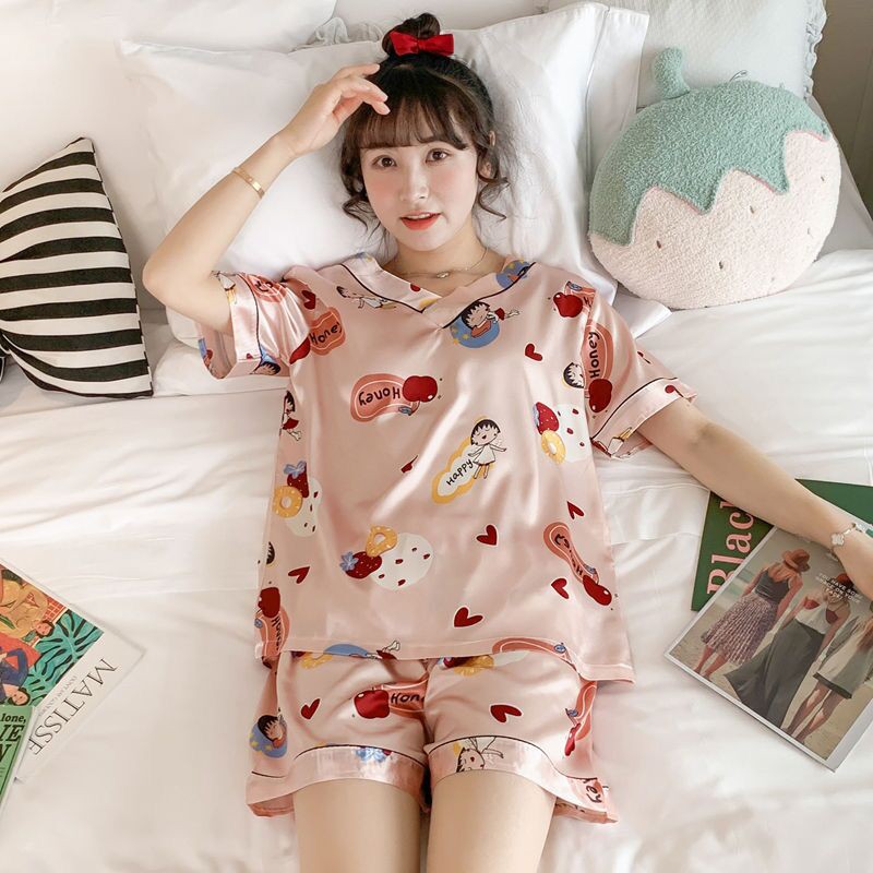 Bộ Đồ Ngủ Vải Satin In Họa Tiết Gợi Cảm Cho Nữ | BigBuy360 - bigbuy360.vn