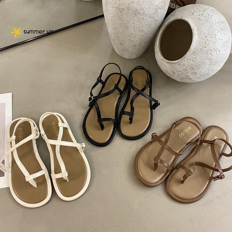 Giày Sandal Đế Bệt 2022 Phong Cách Hàn Quốc Cổ Điển Đơn Giản Cho Nữ