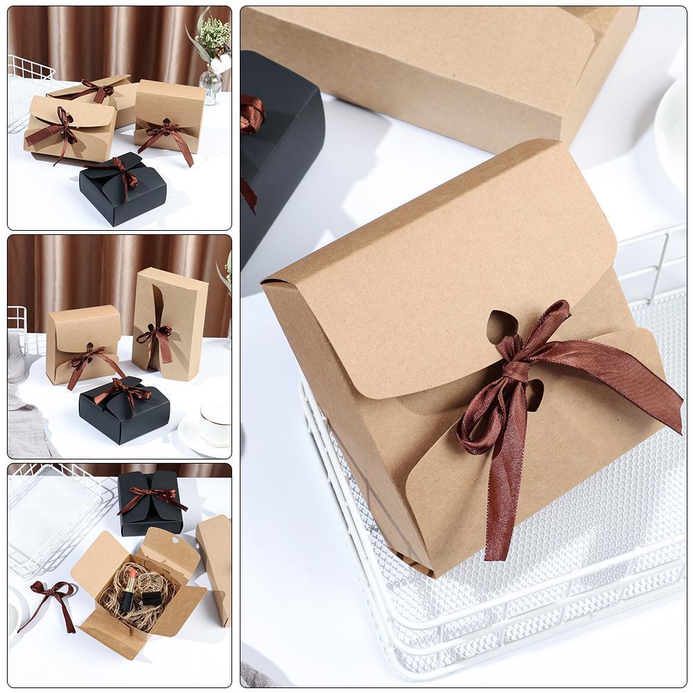 Bộ 5 Hộp Giấy Kraft Hình Vuông Dùng Đựng Kẹo Trang Sức DIY