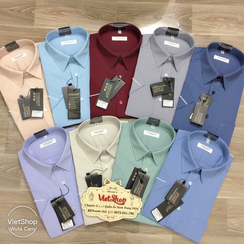 Áo sơ mi ngắn tay nam trung niên hàng công ty SADOGA+ẢNH THẬt