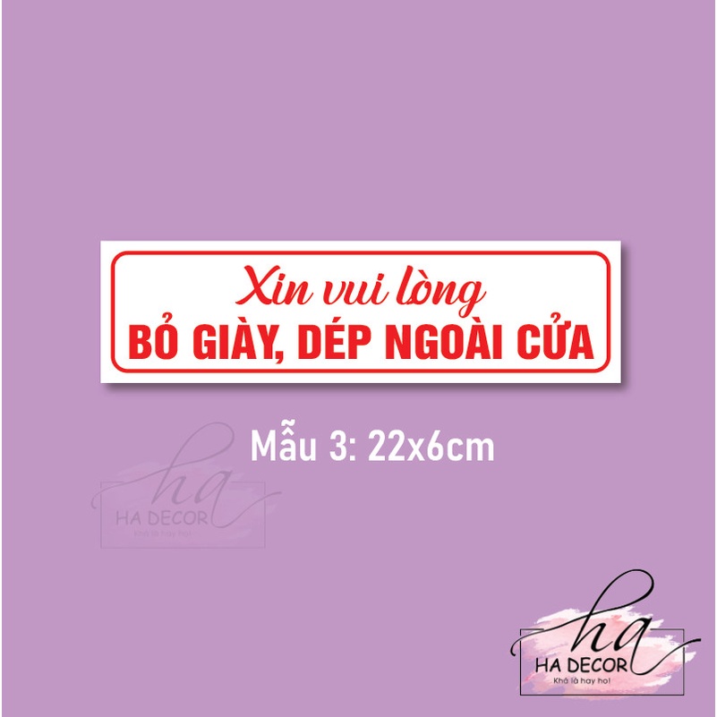 Sticker nhắc nhở bỏ giày dép bên ngoài