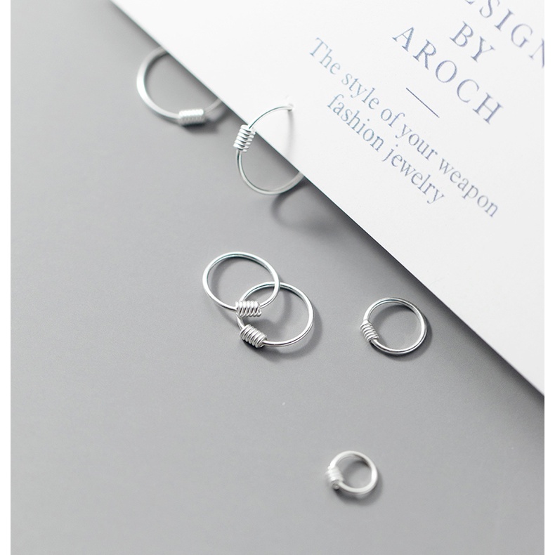 Khuyên tai bạc nữ dạng vòng tròn nhỏ cá tính, bông tai chuẩn bạc ta cao cấp - Trang sức bạc Evasilver
