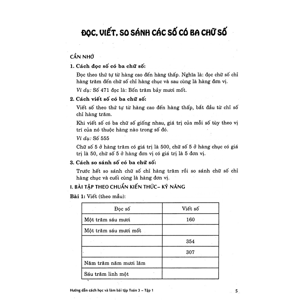 Sách Hướng Dẫn Cách Học Và Làm Bài Tập Toán Lớp 3 - Tập 1