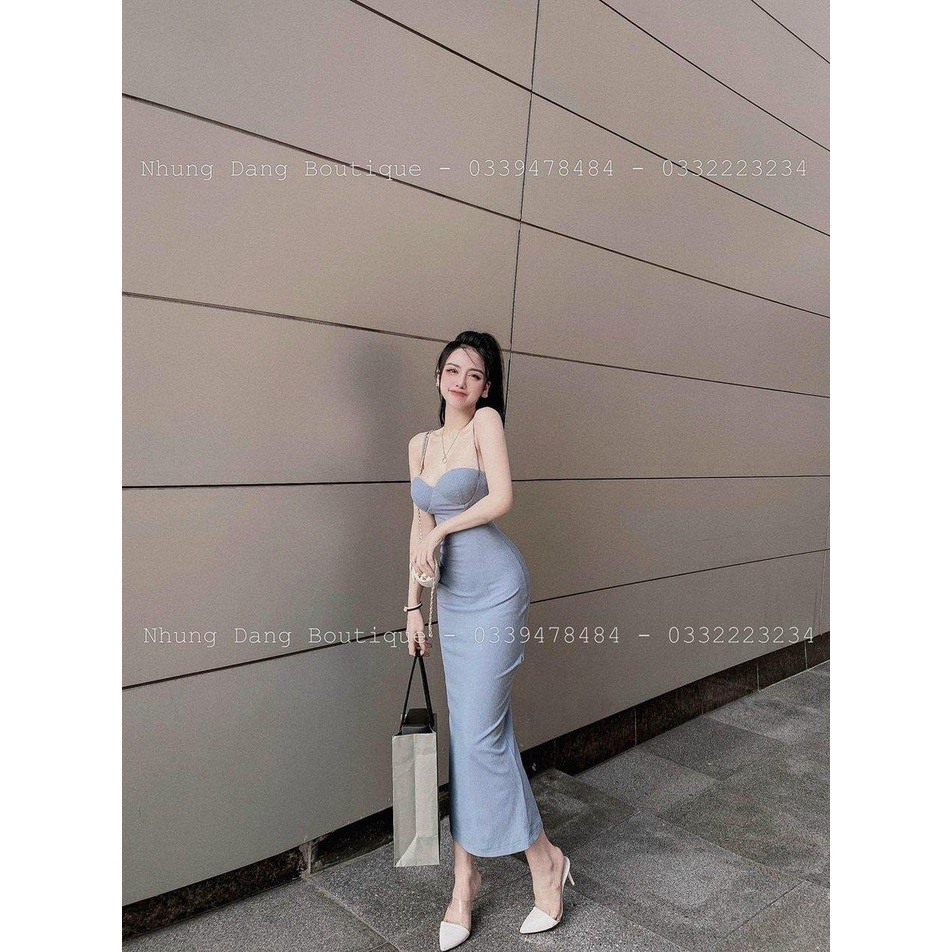 Đầm hai dây dáng dài ôm body PINKSTORE29, thiết kế cúp ngực tôn dáng QUYẾN RŨ D075