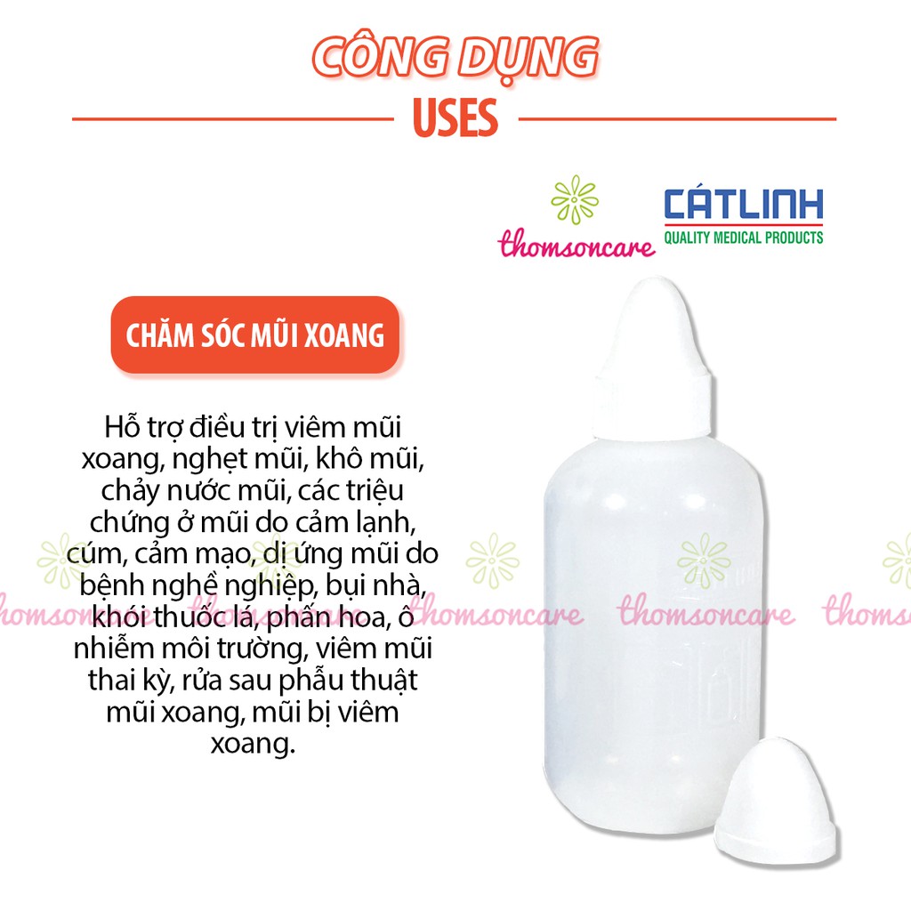 Bình rửa mũi SinuFresh Cát Linh - Tặng kèm 10 gói muối - Chăm soc mũi xoang - Chính hãng.