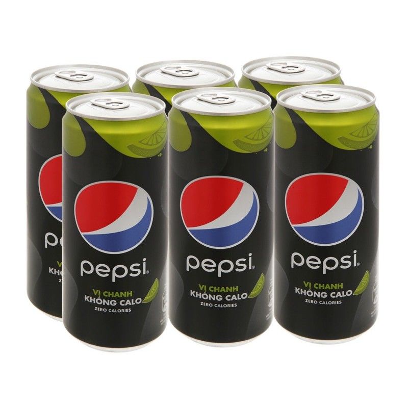 6 lon nước ngọt Pepsi không calo vị chanh 330ml