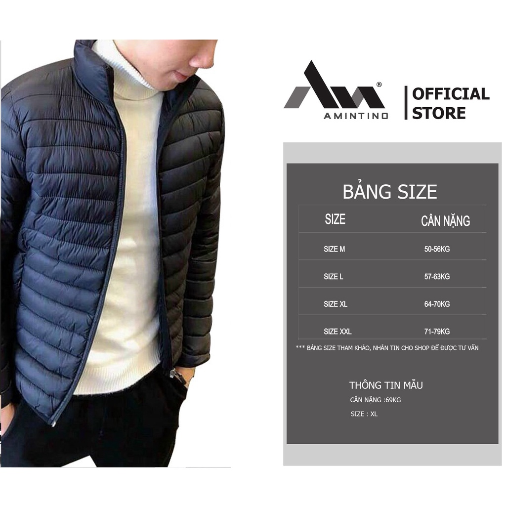 Áo phao lông vũ nam  Amitino Áo phao siêu nhẹ chất lông vũ nam