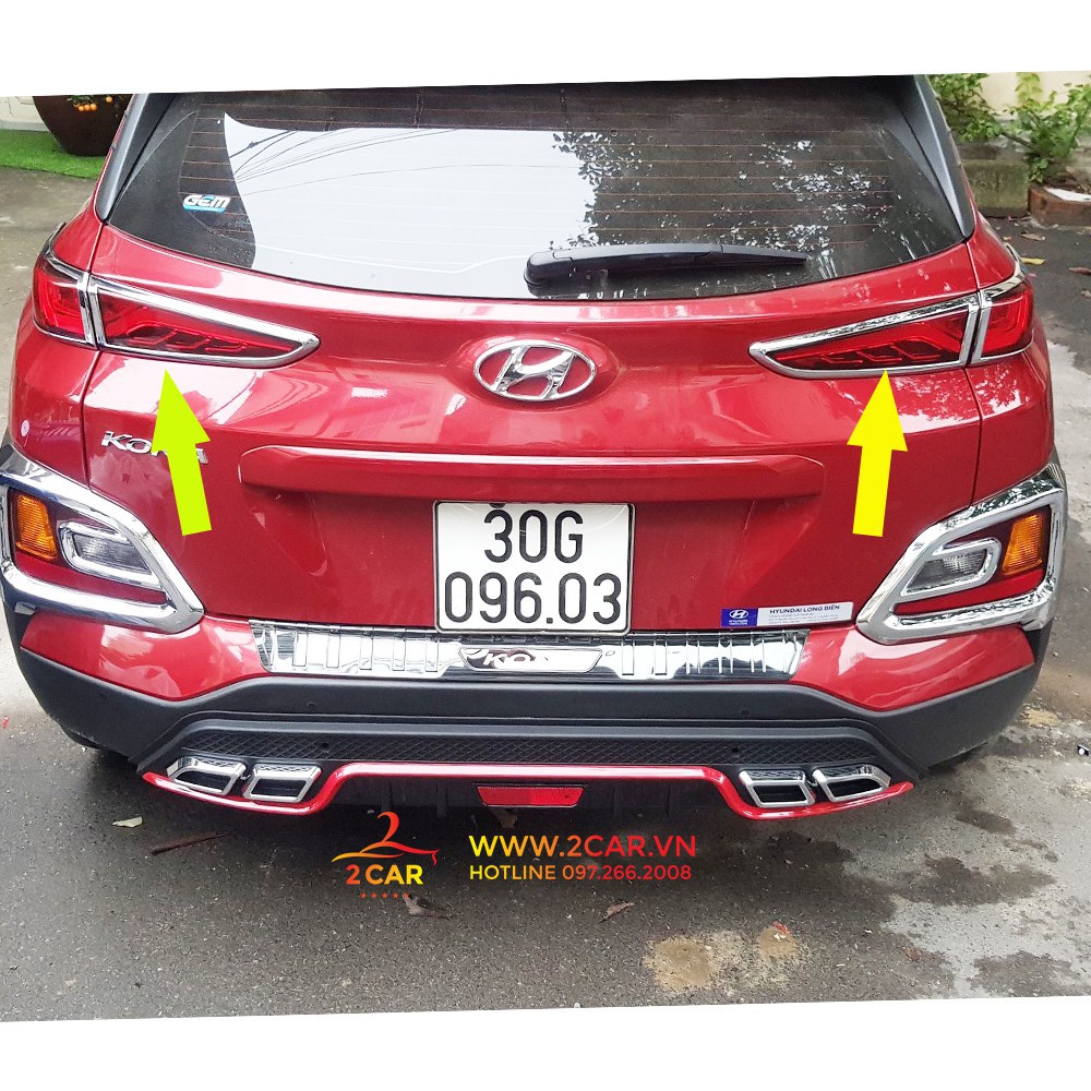 Bộ ốp viền đèn pha, hậu xe Hyundai Kona 2019-2020 mạ crom cao cấp