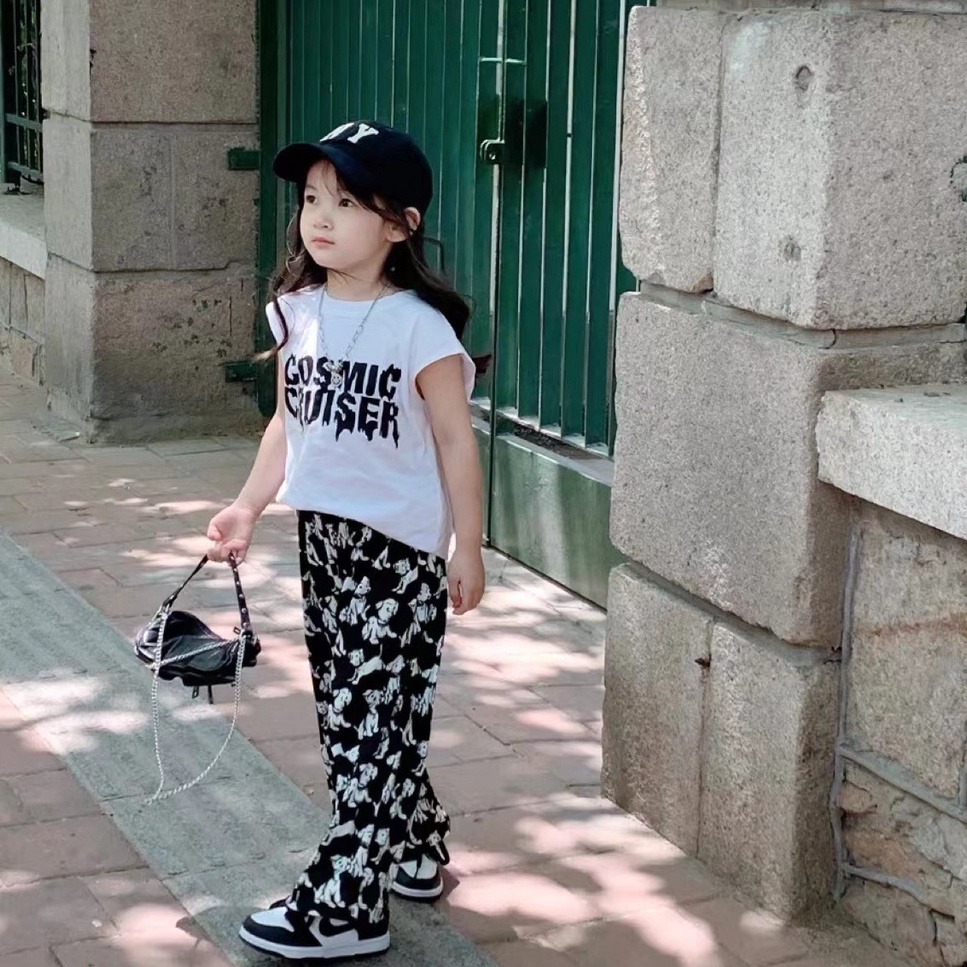 Set Áo Thun Không Tay Và Quần Dài Phong Cách Phương Tây Thời Trang Mùa Hè Cho Bé Gái